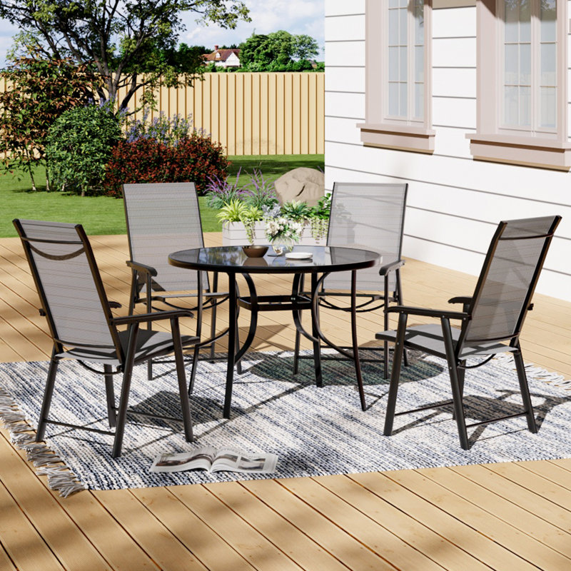 Datwon 4 - Person Patio Dining Set with Round Table