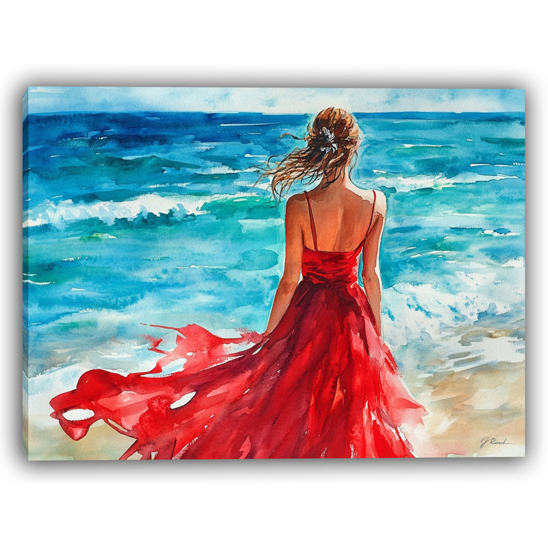 «Scarlet Breeze Coastal», art mural sur toile, H 16 po x l 24 po