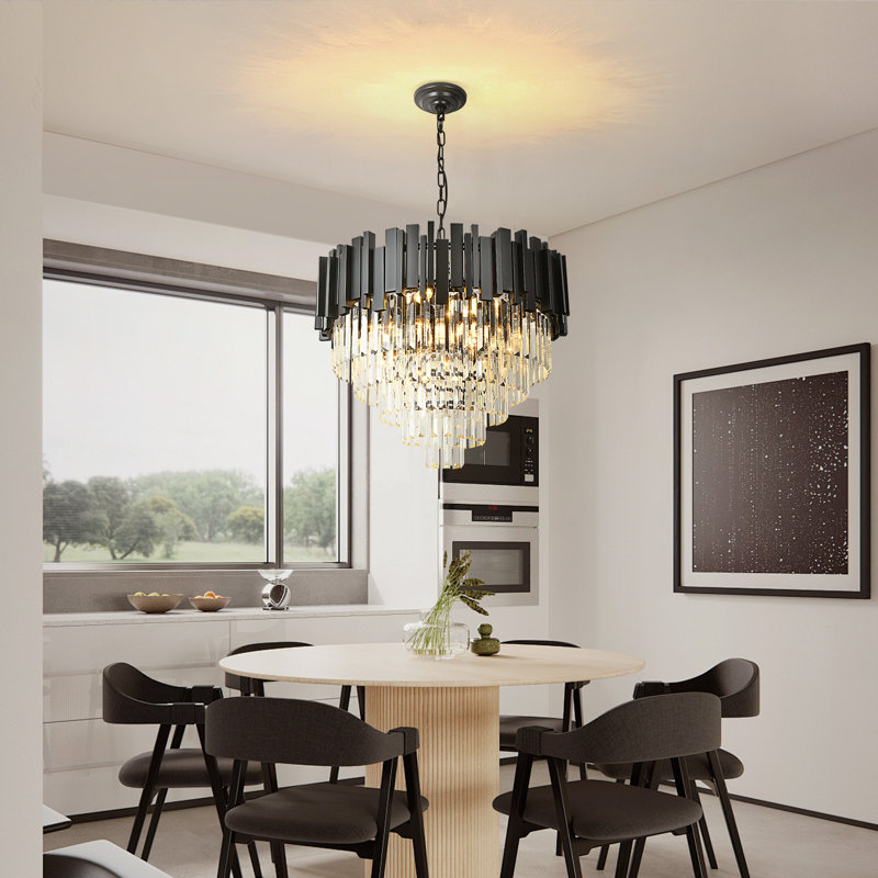 Aaston Chandelier, 145cm H x 58cm W x 58cm D, 8, Black