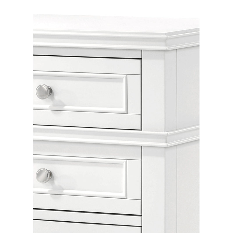 Table de chevet 3 tiroirs Deguzman avec USB, Blanc