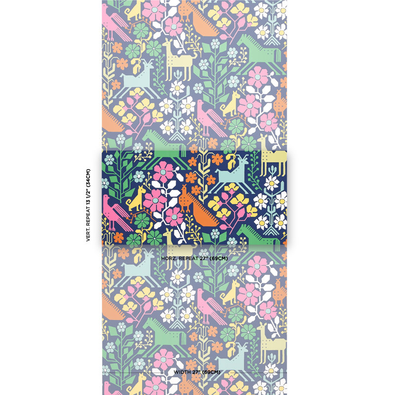 Lupita Wallpaper, Multi/Navy