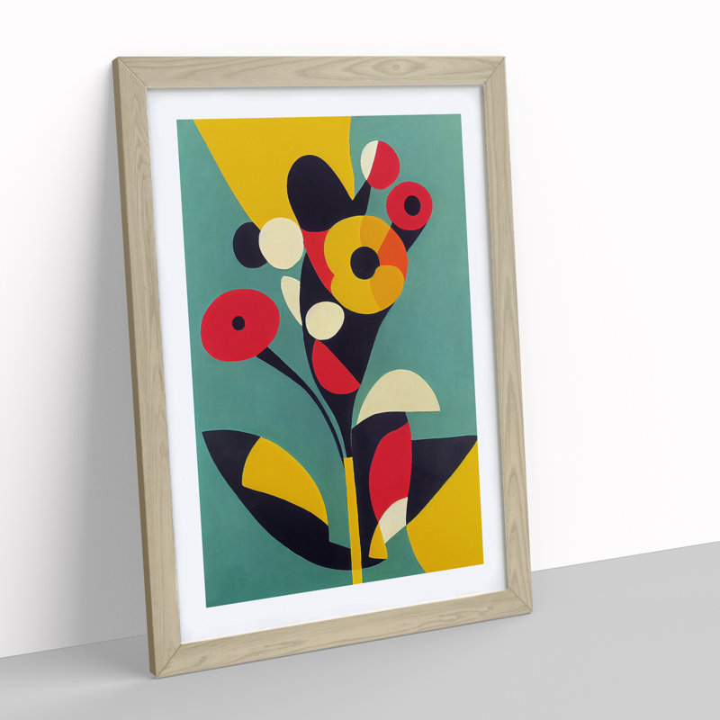 The Abstract Flowers No.2 - Wall Art, 48cm H x 36cm W, Oak Framed Paper, White