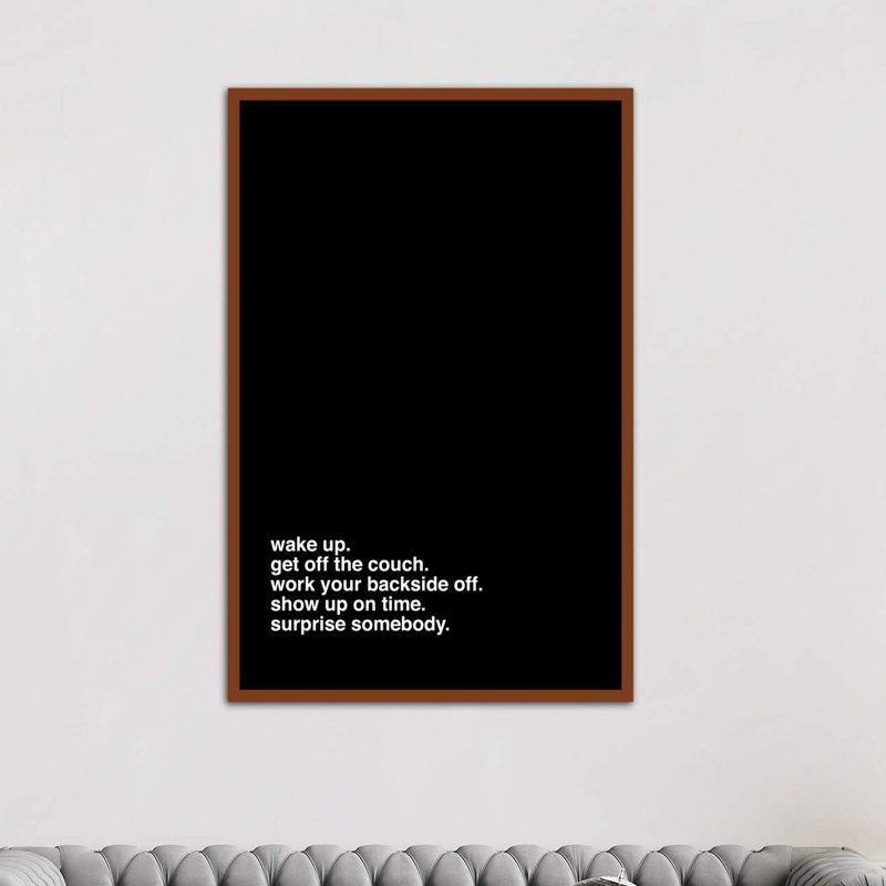 « wake up » par kent youngstrom-reproduction d’art textuel, Toile avec cadre en bois brun, H 48 po x l 32 po x P 1,5 po