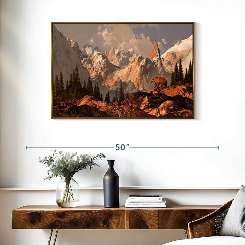 Rocky Mountain Bear, Cadre flottant doré, 37 po x 25 po