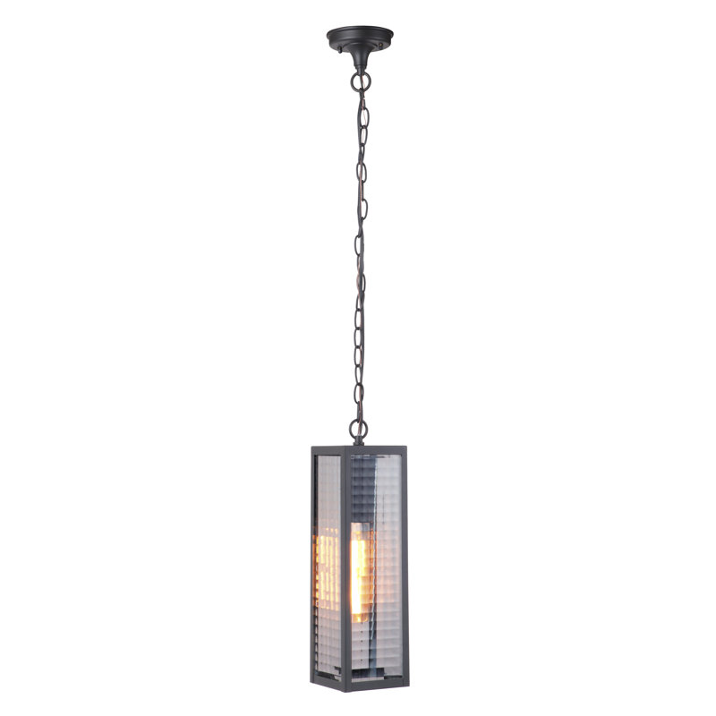 Lanterne suspendue d'extérieur 1 lumière H 17,25 po Patternson, Minuit