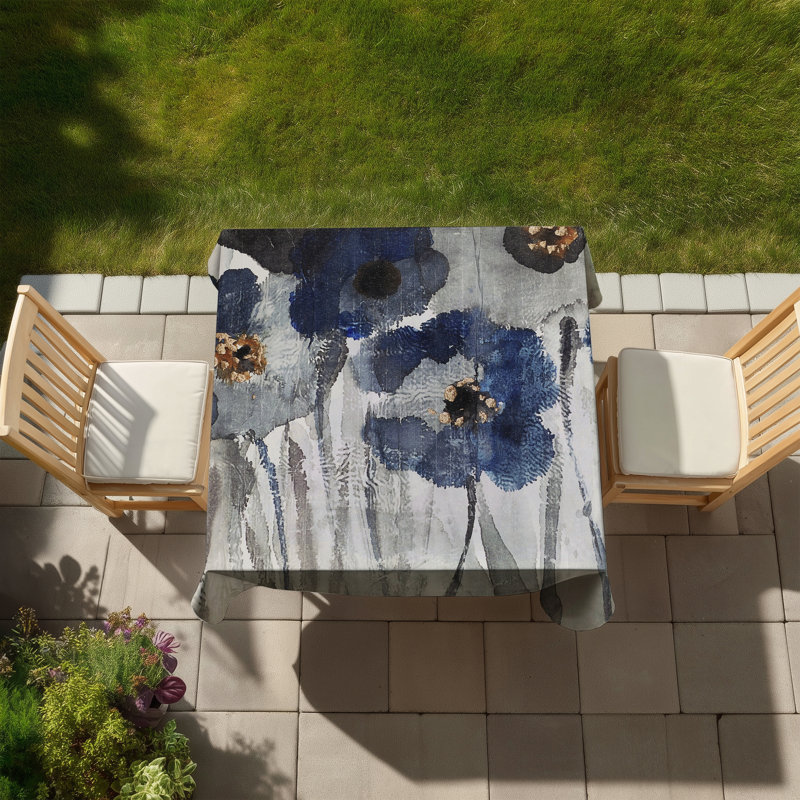 Blue Blurry Flowers Tablecloth | Contemporary Botanical Decor