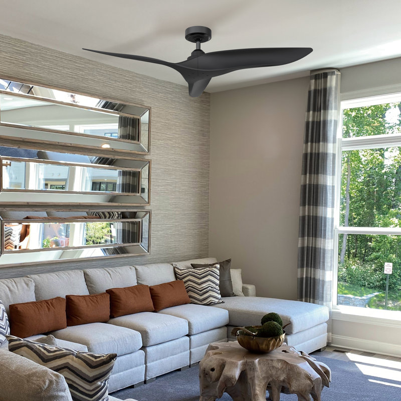 Anesca 52" 3 - Blade Propeller Ceiling Fan without Lights with Remote Control, Matte Black