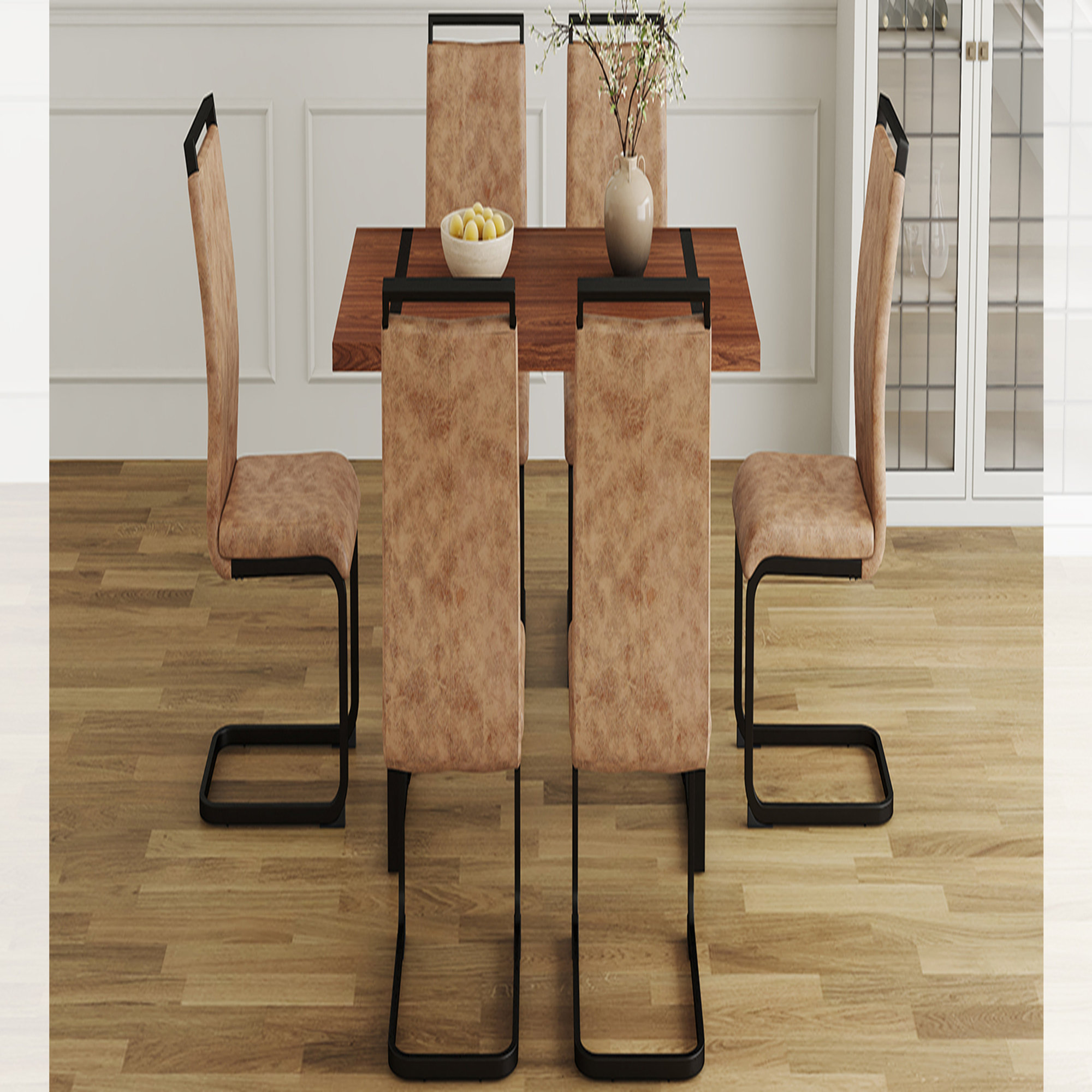 17 Stories Table and chair set. A minimalist retro rectangular dining ...