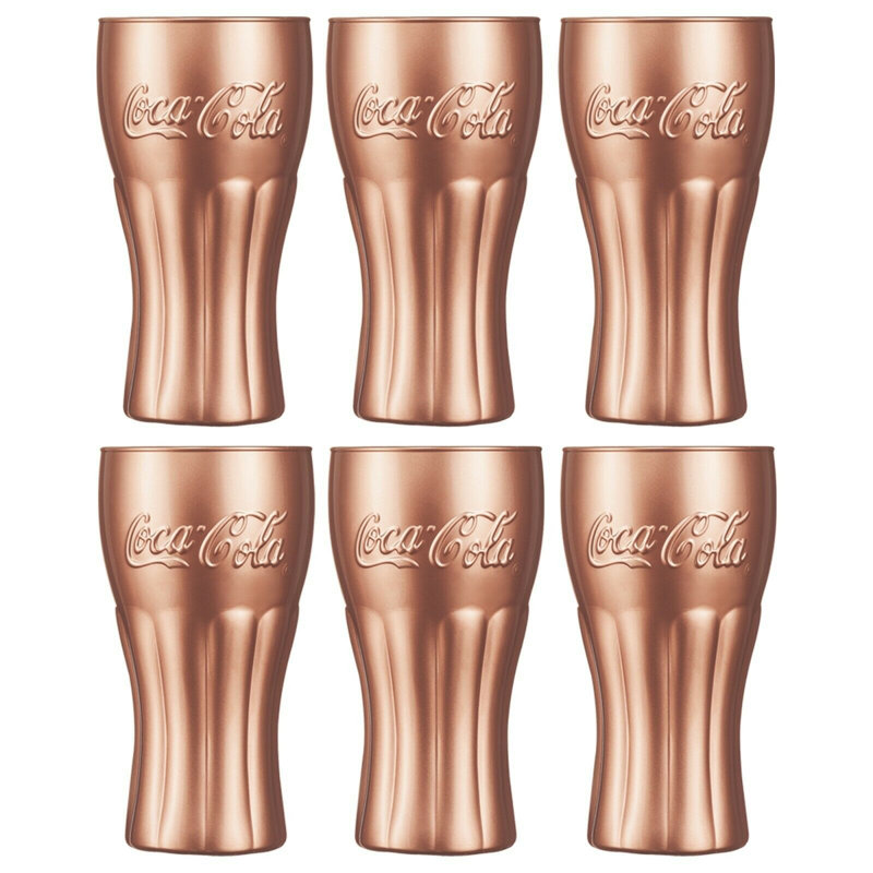 370ml Drinking Glass Set, Copper, 6