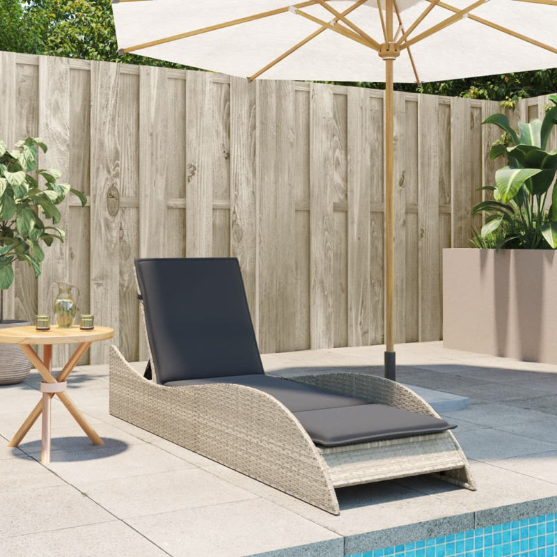  Chaise longue de patio gris clair, Gris foncé, Gris clair