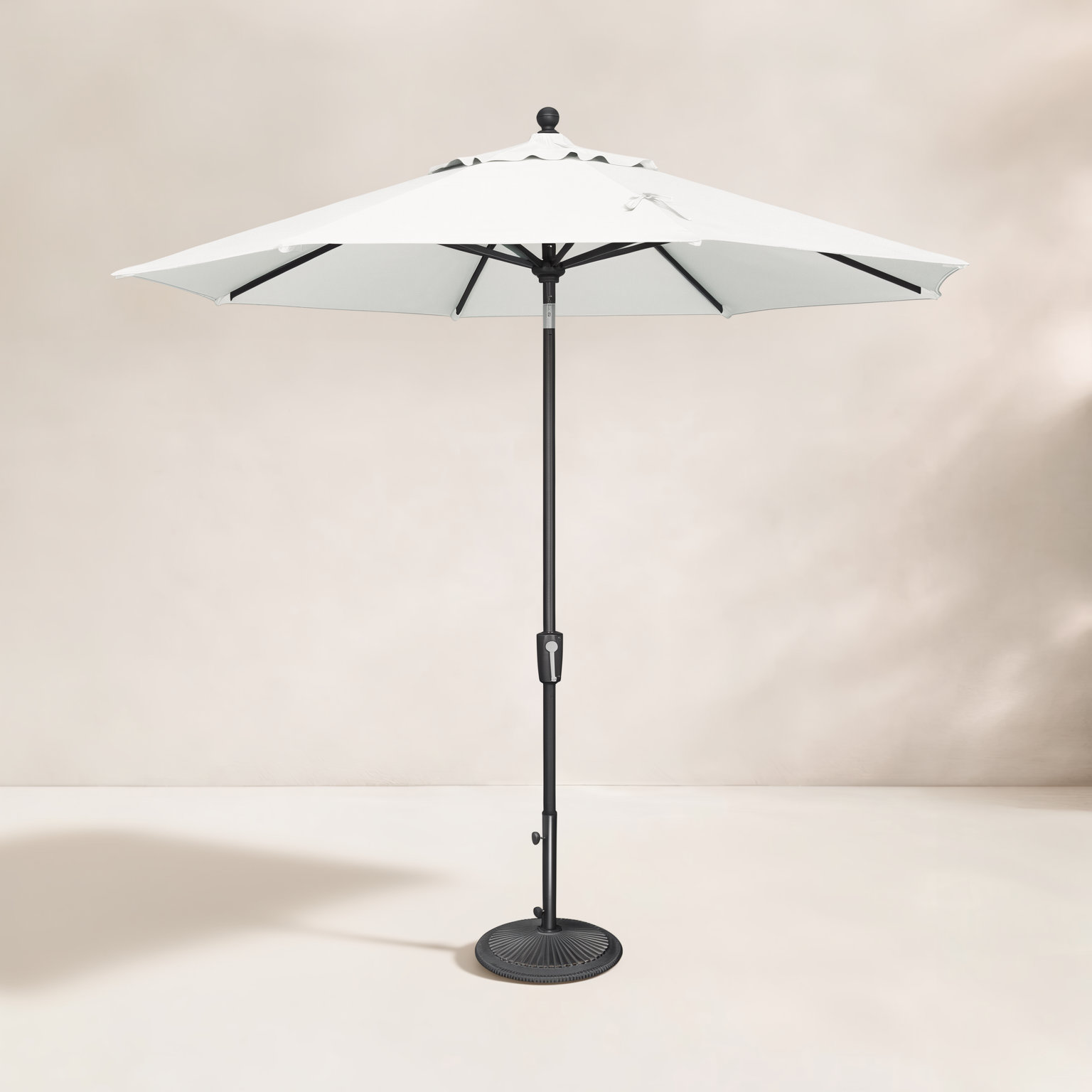 Launceston Market Umbrella, Black, Natural Sunbrella Acrylic, 101.7" H x 108" W x 108" D