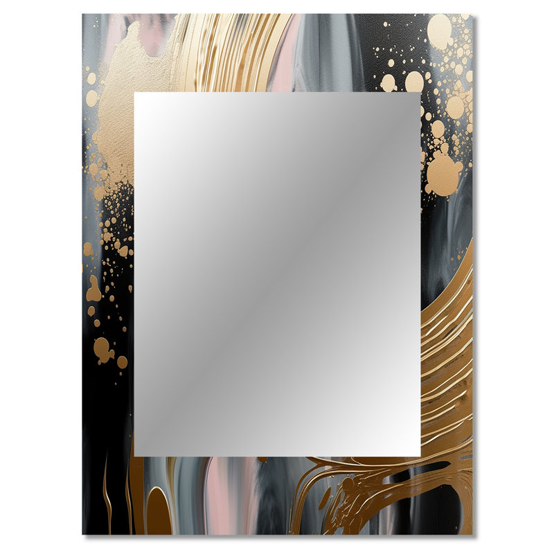Abstract Golden and pink infinity circles V - Abstract Shapes Decorative Mirror, Modern Wall Mirror, Printed Metal Art