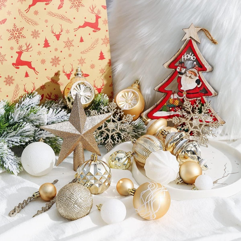 Boules de Noël champagne or pour décoration d'arbre de fête