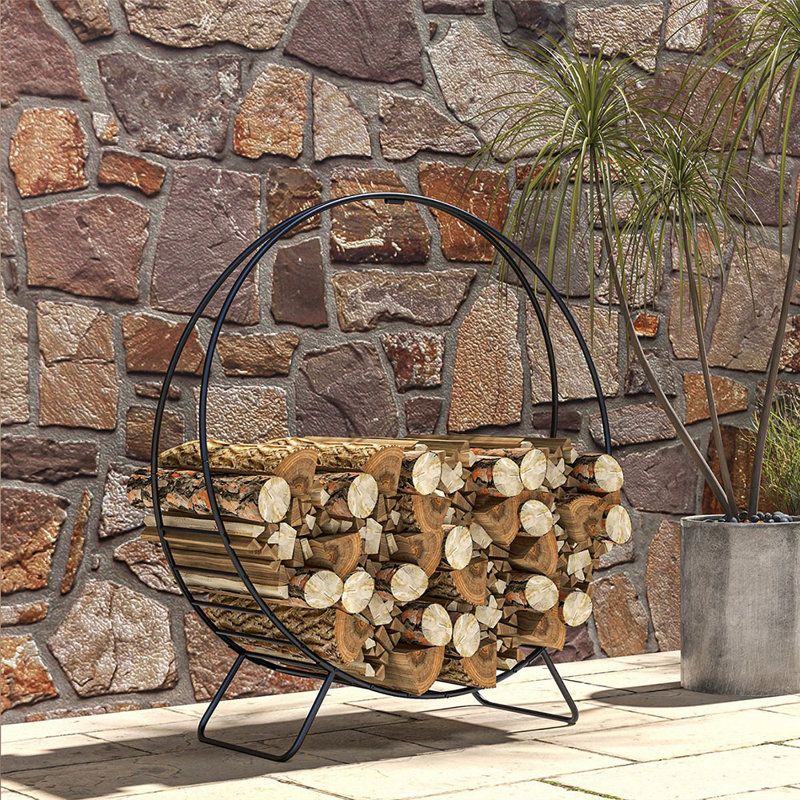 40.2 Inches Round Log Rack With Cover