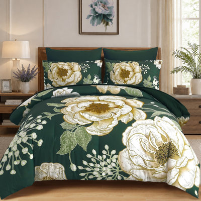 7-Piece Floral Comforter Set - Soft Microfiber Bedding Set for All Seasons
