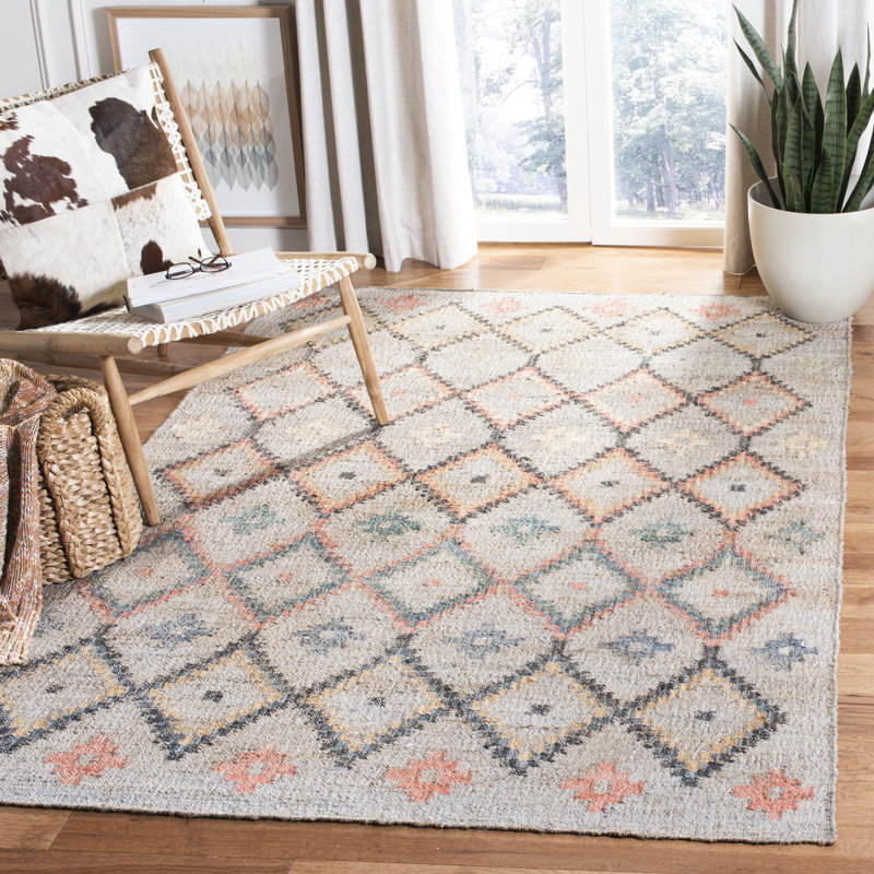Janet Hand Loomed Jute, Cotton Geometric Rug, Rectangle 6' x 9'