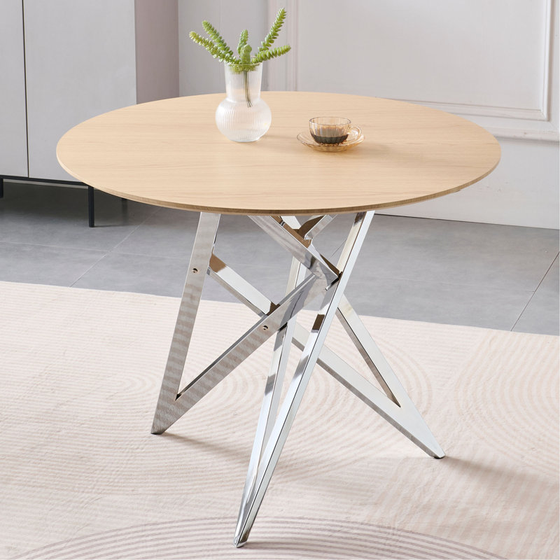 Table de salle à manger ronde 37 pouces, petite table de cuisine ronde avec pieds en métal, pouvant accueillir 2 à 4 personnes, table de salle à manger moderne
