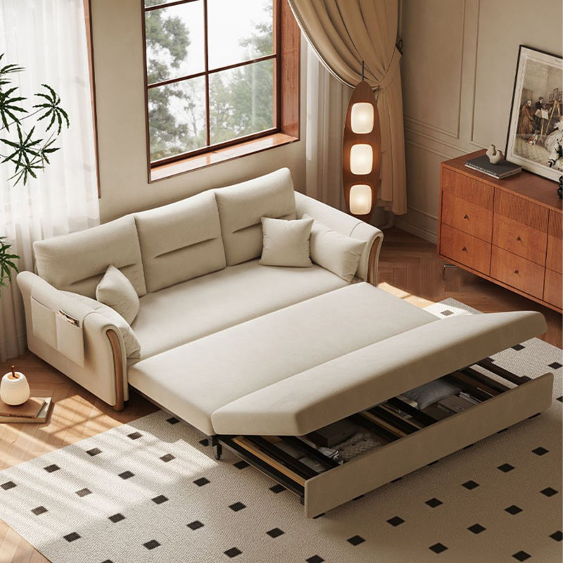 Canapé-lit en suède beige Causeuse, 32.28"H*70.87"W*32.28"D