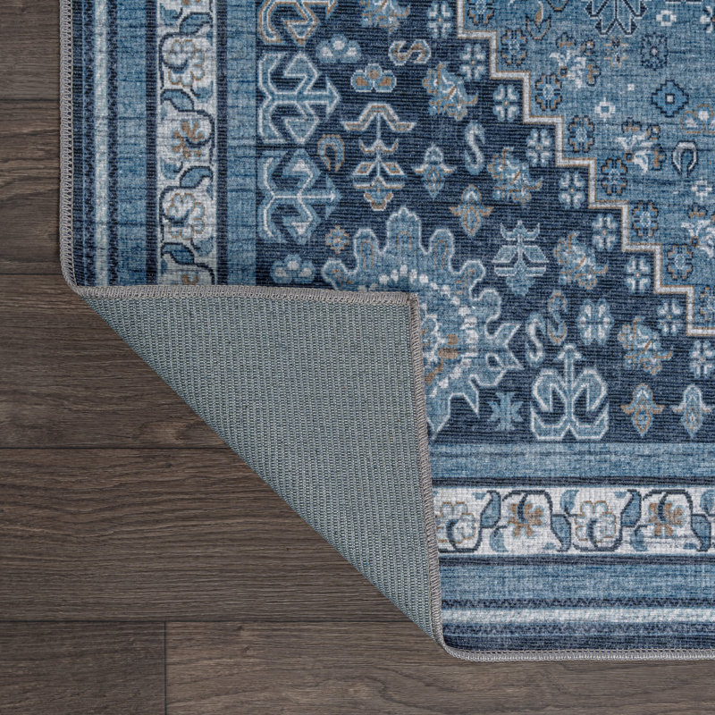 Tapis bleu / gris Dalyan, Rectangle 5 pi 3 po x 7 pi 7 po