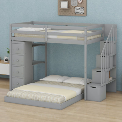 Bunk Bed With Shelves, Drawers And Storage Stairs