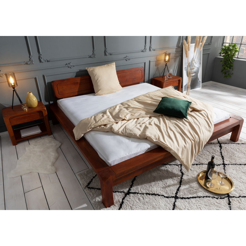 Bueno Solid Wood Bed, Honey, 180 x 200cm