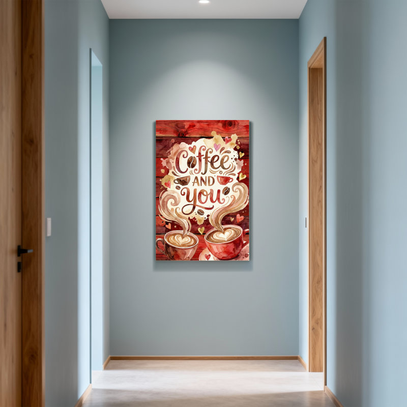 «Valentine's Day Coffee And You», reproduction d'art avec cœurs, H 30 po x l 20 po