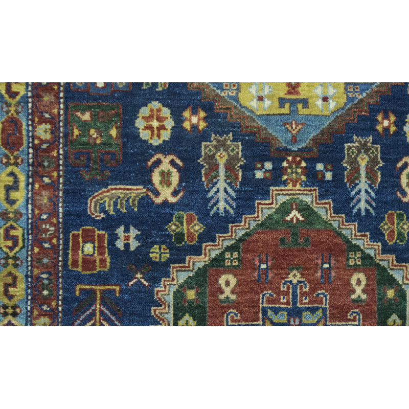 Hand-Knotted High-Quality Blue and Light Blue Runner