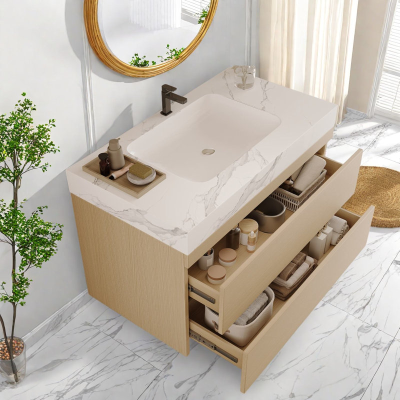Meuble-lavabo peu encombrant (doit inclure le meuble-lavabo et le lavabo) avec rangement