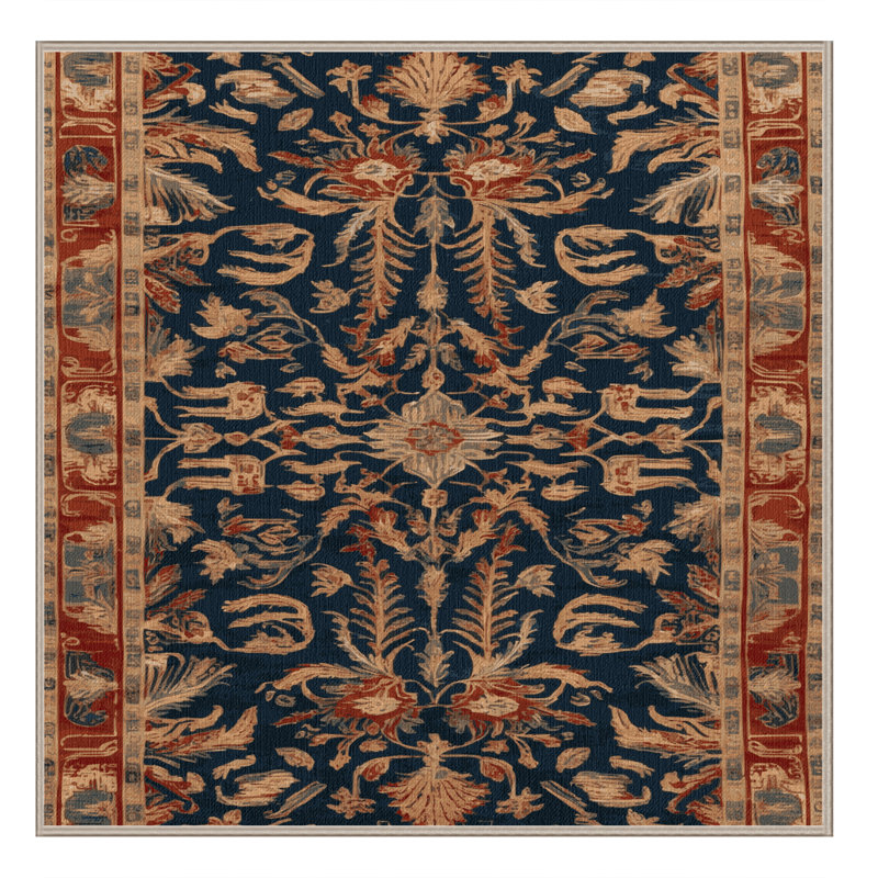Machine Washable Art Deco Brown Area Rug, Square 8'