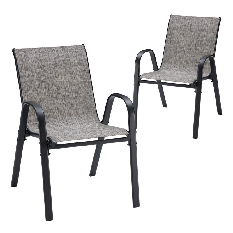 Chaises de salle à manger de patio peu encombrantes, ensemble moderne en métal textilène pour la terrasse