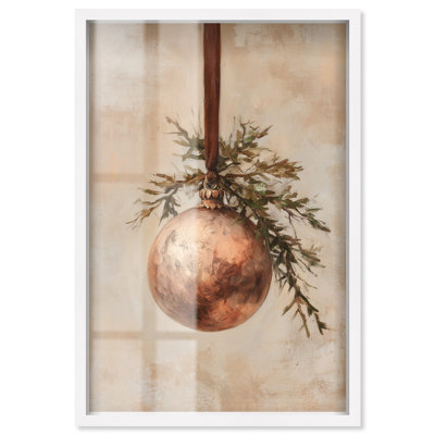 Décoration murale de Noël en forme de boîte à ombre bronze par Art Remedy, cadre blanc, 17 x 25
