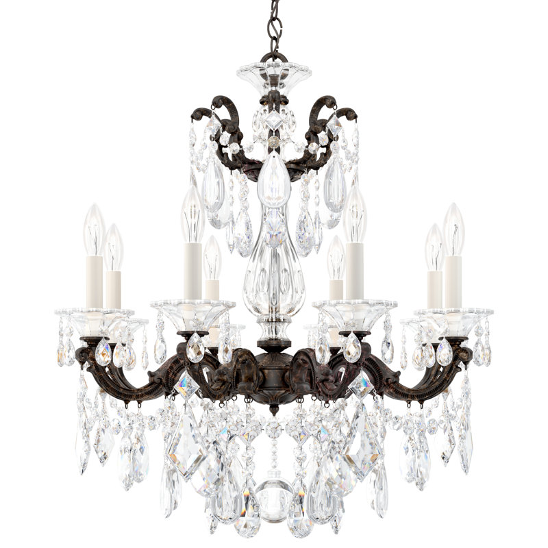 La Scala 8 - Light Glass Chandelier, Etruscan Gold, Handcut Clear