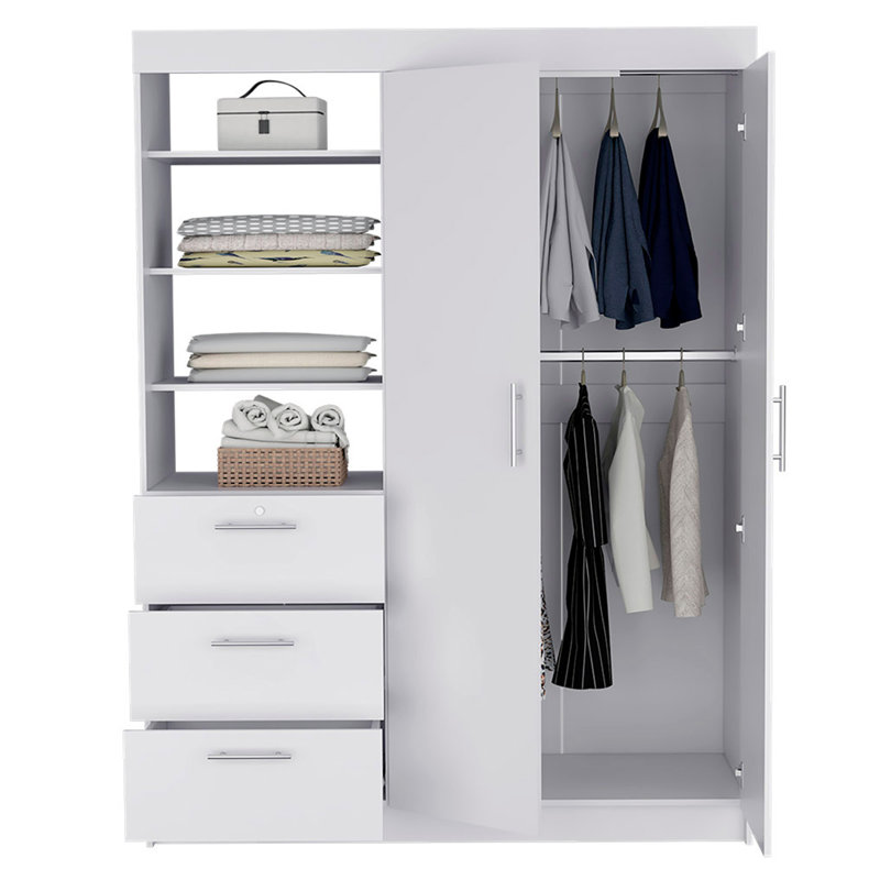 Armoire Rumanu, chambre, chêne fumé, H 78,74 po x l 20,39 po x P 59,05 po, Blanc