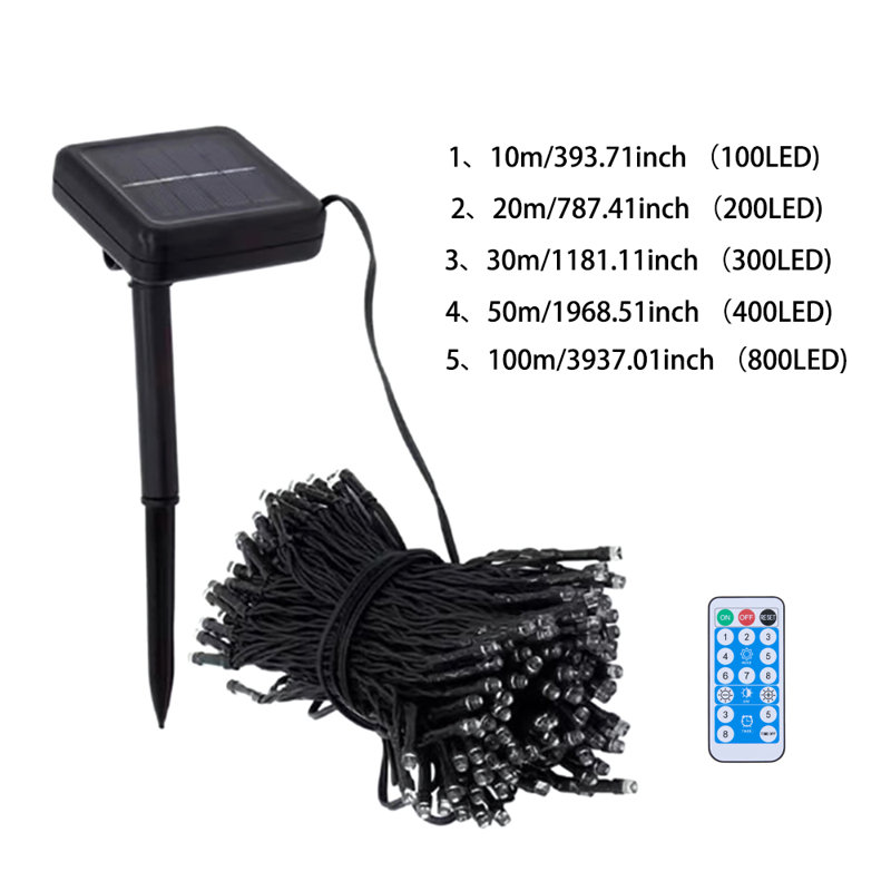 LED Solar Powered Cord String Light, 400 Lamps - 50 Metre Long