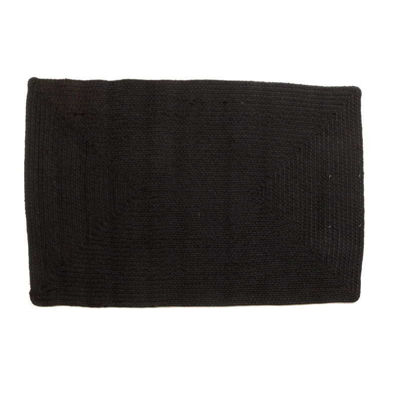 Tapis noir tressé à la main Jewely, Rectangle 3 pi x 5 pi