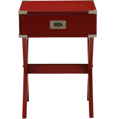 Grable Transitional Wooden 1-Drawer Rectangular End Table with Metal Corners