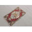 Petit tapis vintage turc Oushak idéal pour l'entrée rouge et idéal pour la décoration de cuisine avec de petits éléments tribaux