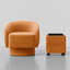 Fauteuil demi-tonneau pivotant avec repose-pieds en velours de 27,6 po de largeur Leticha-97744247
