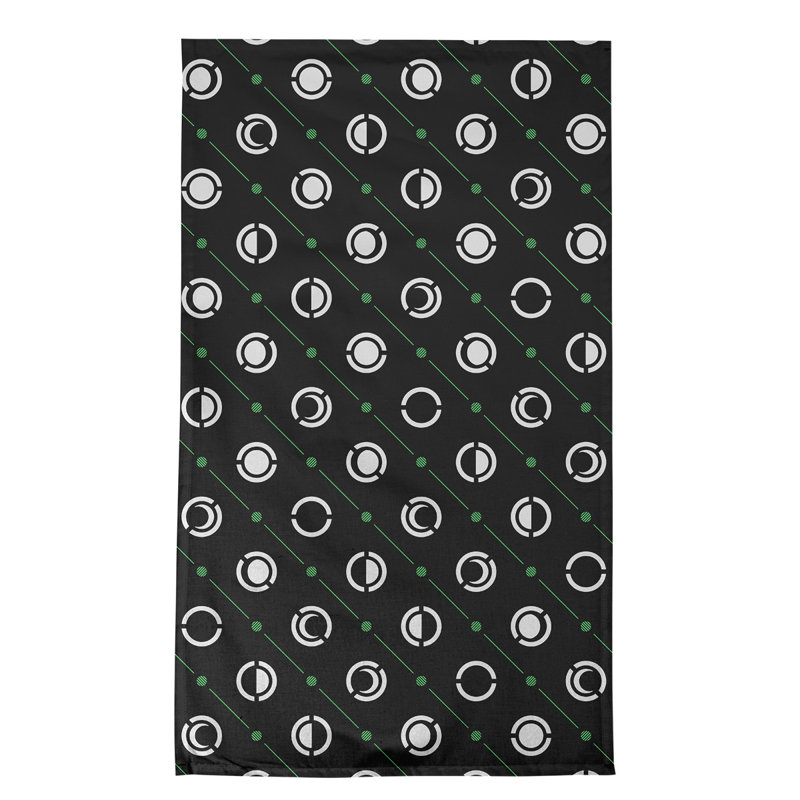 Torchon Moon phases, Noir / Blanc / Vert, Croisé en coton
