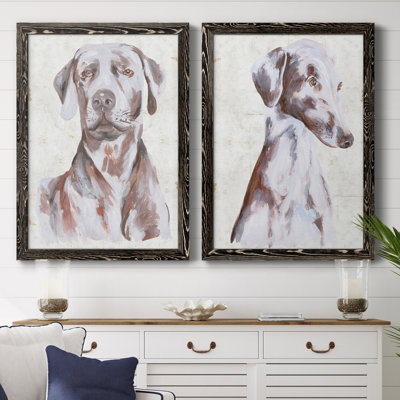 «Sitting Dog I», ensemble de 2 reproductions d'art encadrées