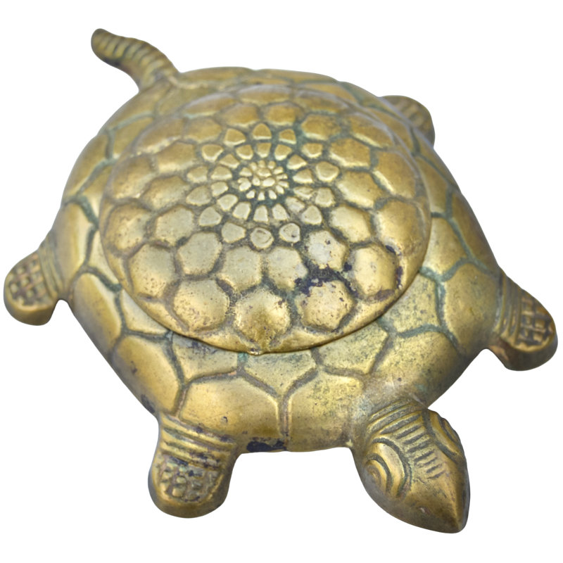Boîte décorative en laiton italien fait main avec figurine de tortue