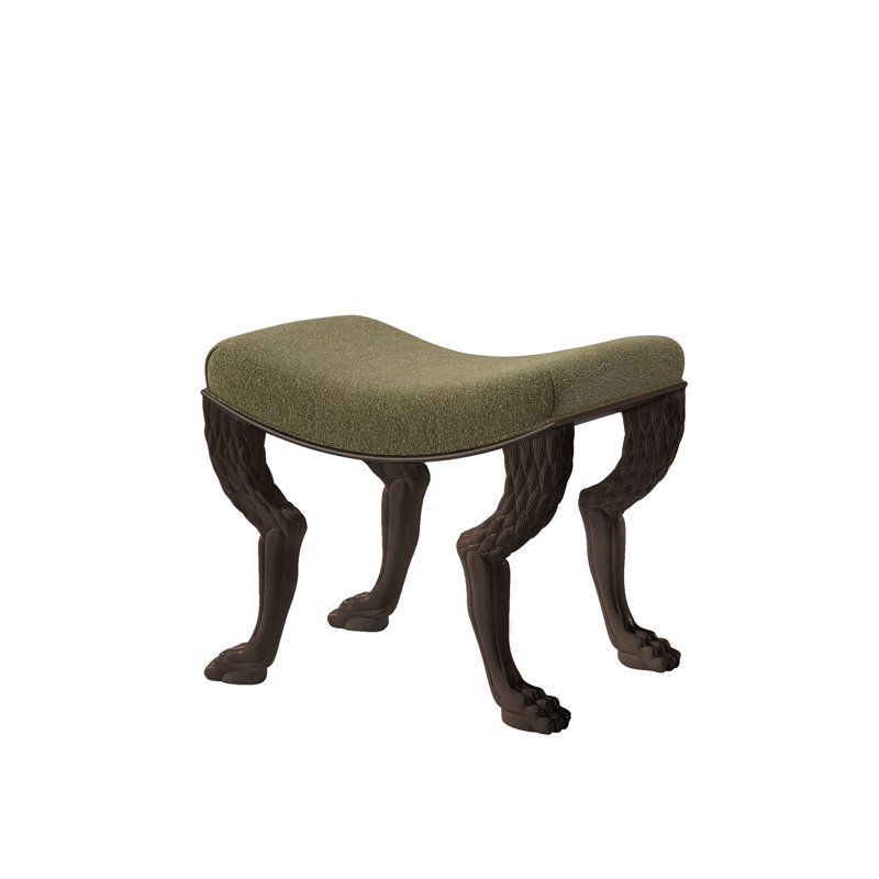 Nob Upholstered Accent Stool, Espresso, Green 1357-34