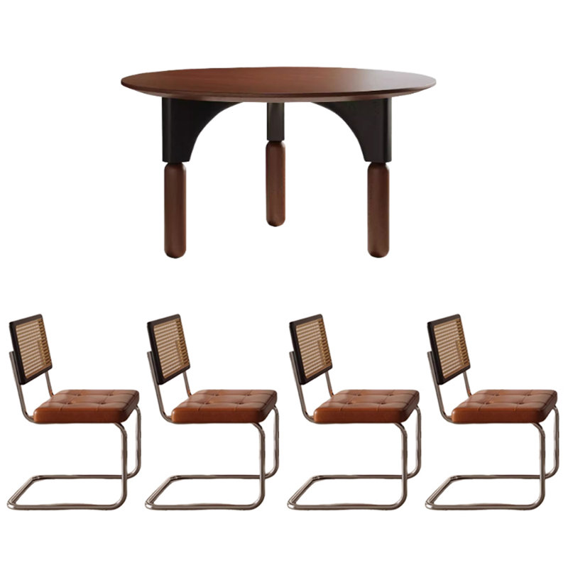 Table ronde rétro en bois massif noir brun, H 29,52 po x L 51,18 po x l 51,18 po