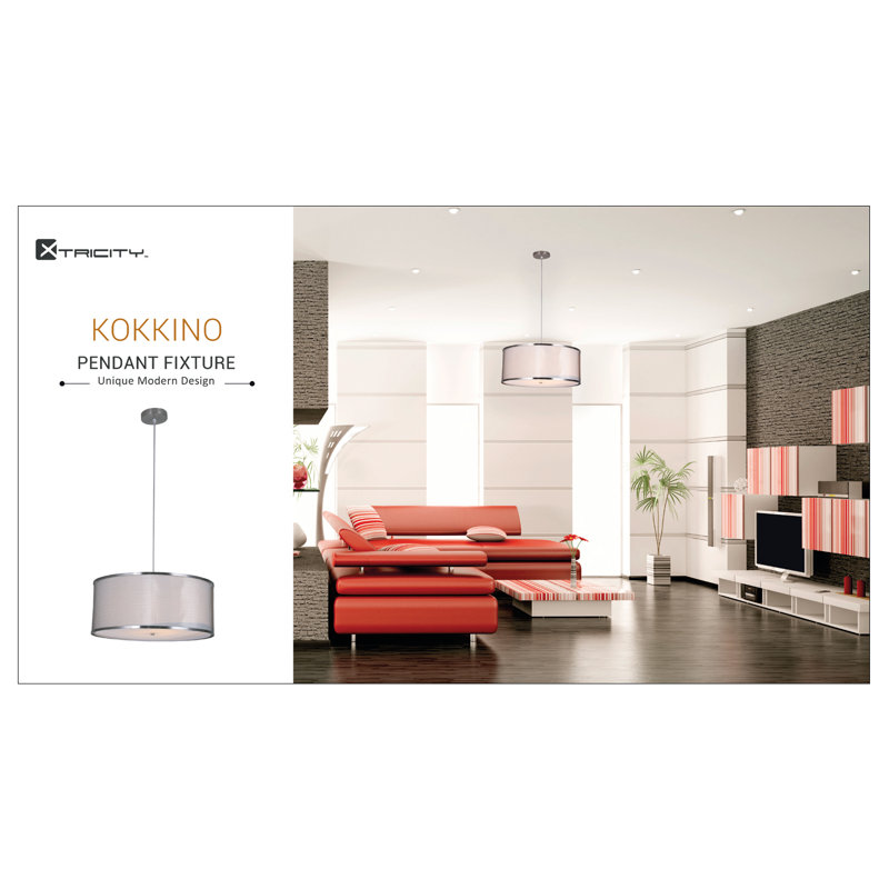 Luminaire tambour suspendu 1 lumière Kokkino