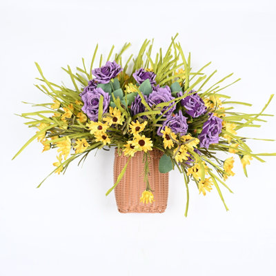 Arrangement floral de marguerite artificielle pour porte d'entrée murale