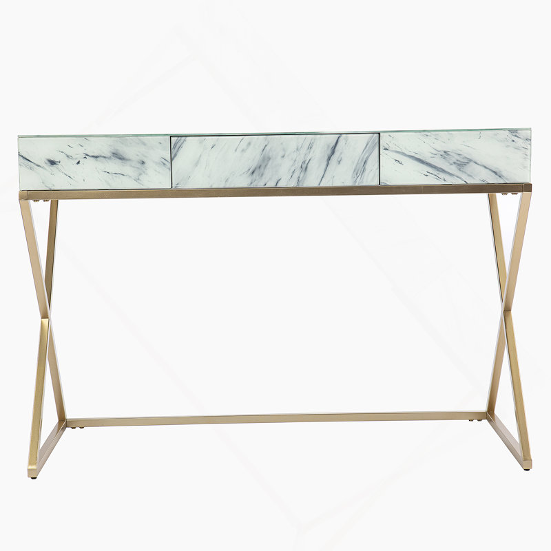 Bureau d'écriture en faux marbre avec rangement
