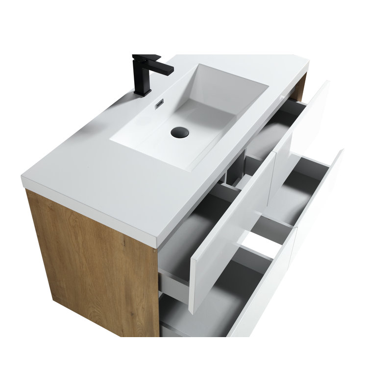 Ensemble de meuble-lavabo mural simple 47 po Seavy, Blanc