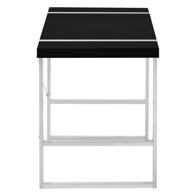 Bureau d'ordinateur contemporain pour le travail, l 48 po, finition noire avec structure en métal gris, support de dossier 48 po, porte-documents en stratifié et métal