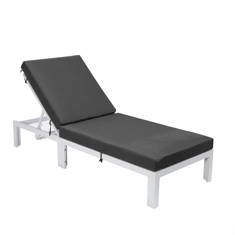 Chelsea Outdoor Metal Chaise Lounge , Cushion Included, Black, Weathered Gray