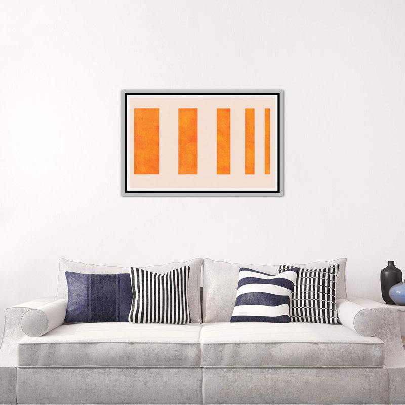 " Orange Levies ", Silver Framed Canvas, 32" H x 48" W x 1.5" D